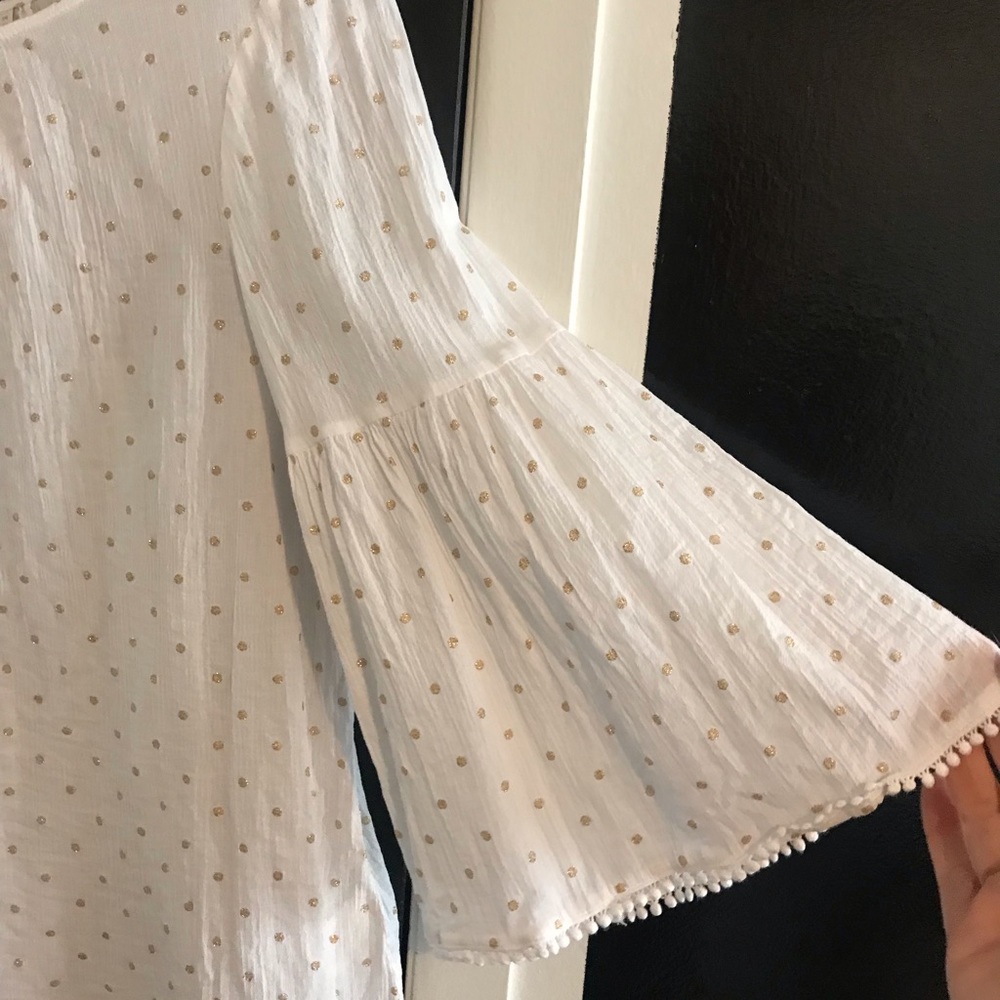 Boden white gauze gold polka dot shirt size 10 US. - Picture 2 of 4